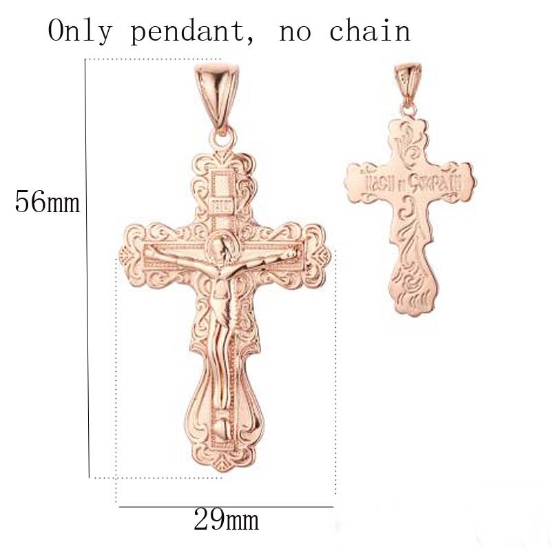 FJ 9 Style Jewelry Women Mens 585 Gold Color Crucifix Pendant Orthodox Cross Jewelry: PN0027