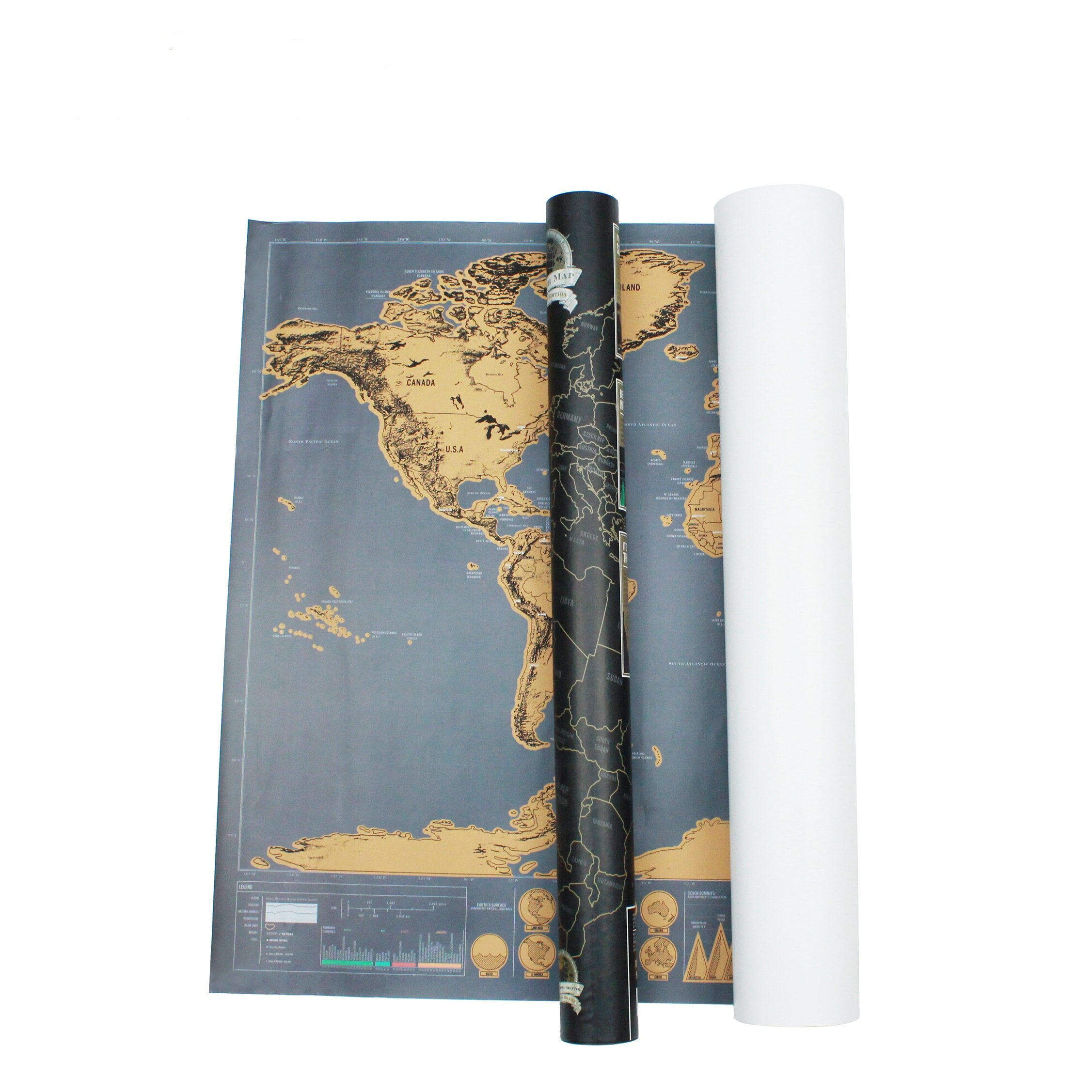 Movie Poster Scratch Off World Map Poster with Tube