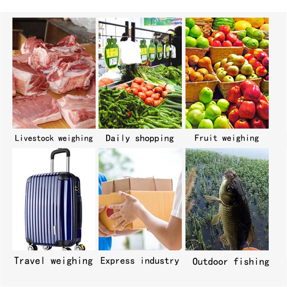 Báscula electrónica de 75Kg/10g, 50Kg/5g, LCD Digital, gancho para colgar pantalla, escala con cinta medidora para viajes de pesca
