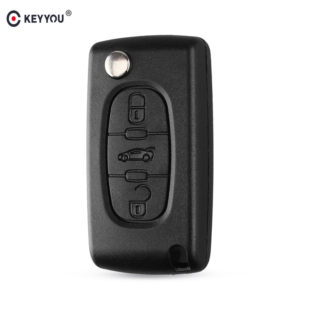 Keyyou 3 Knoppen Flip Vouwen Afstandsbediening Sleutel Shell Autosleutel Geval Fob Cover Voor Peugeot 307 308 407 607 CE0536 Zonder Groef