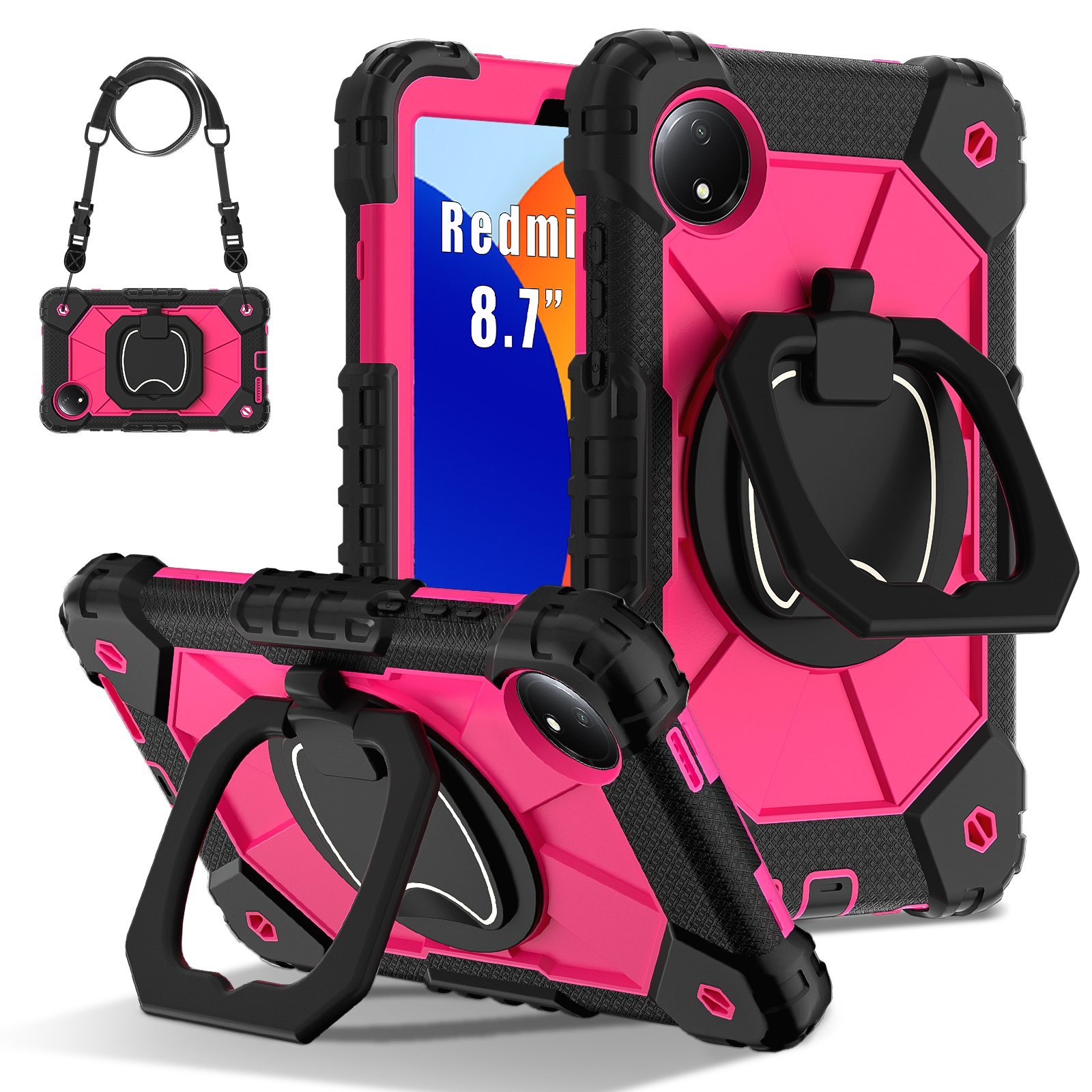 Funda para xiaomi pad 7 pro 11,2 "SE 8,7" redmi pro poco pad 12,1 "tableta segura a prueba de golpes funda con soporte de silicona para PC + correas para los hombros: 1 / otro