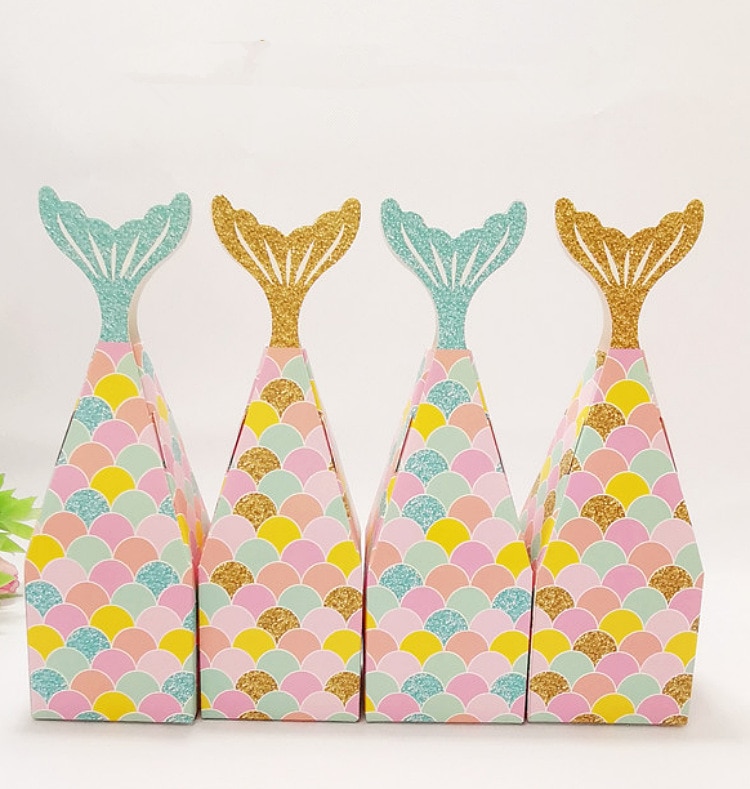 Caja de cola de sirena para niños y bebés, paquete de dulces de sirena, Cajas de , suministros de decoraciones para cumpleaños, 20 Uds.