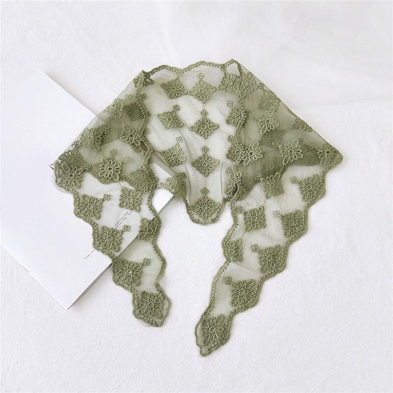 Bloemenprint hoofddoek transparant kant 1 stuk bandana dames sjaal lange sjaals haarelastiekjes wikkelsjaal geborduurde driehoek: Groente