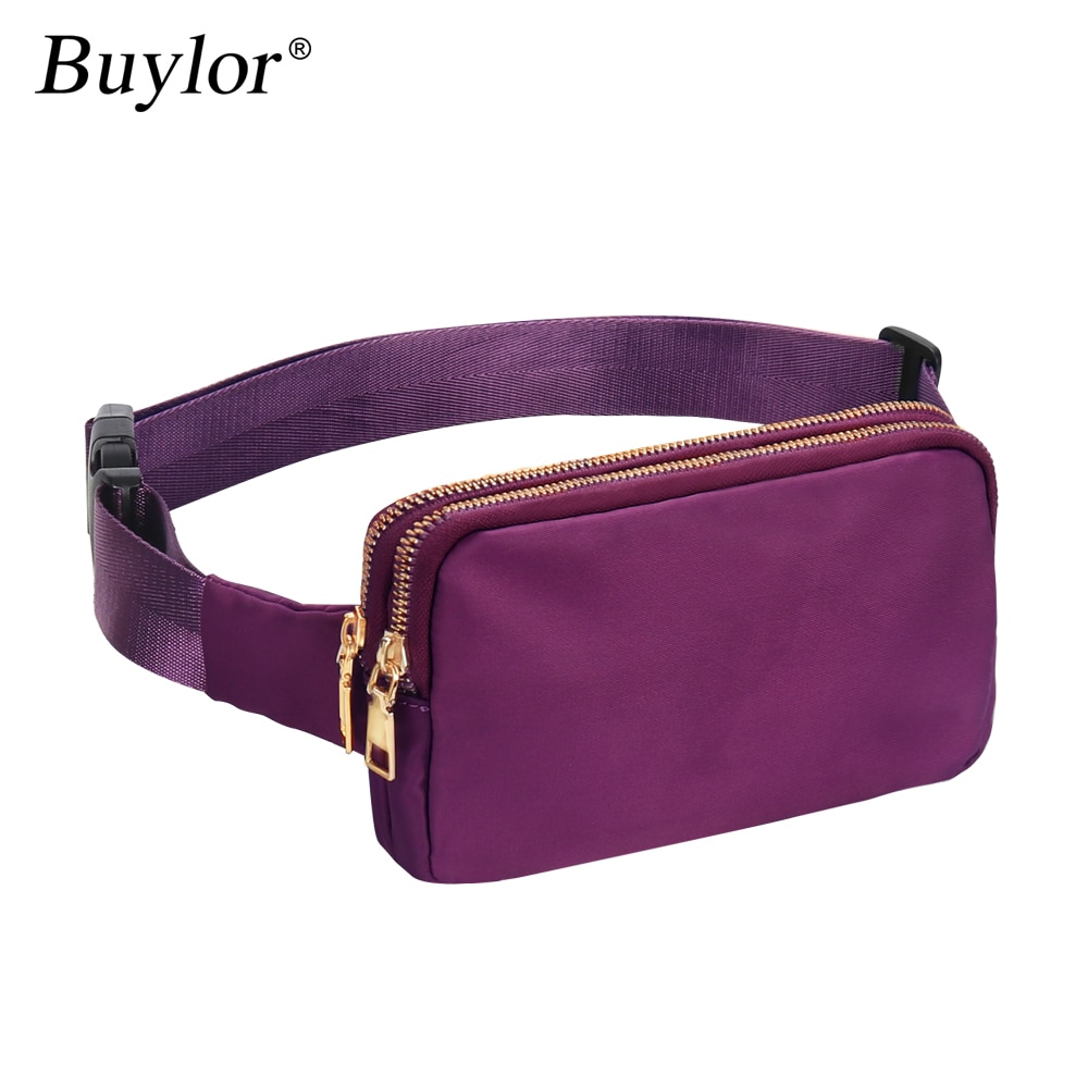 Buylor – sac banane à la pour femmes, sacoche de hanche, épaule poitrine, imperméable, avec sangle réglable: Purple