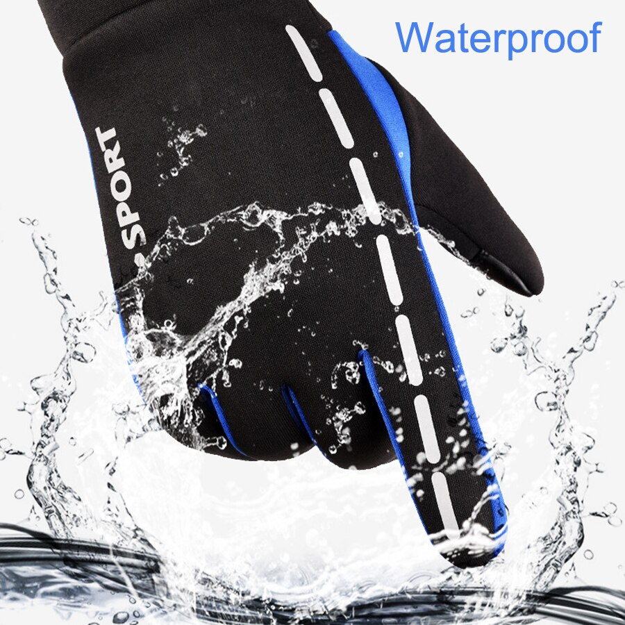 Running Gloves Waterproof Men Women Ladies Warm Fleece Winter Run Gloves Outdoor Sport Touch Screen Fitness Hiking Gloves