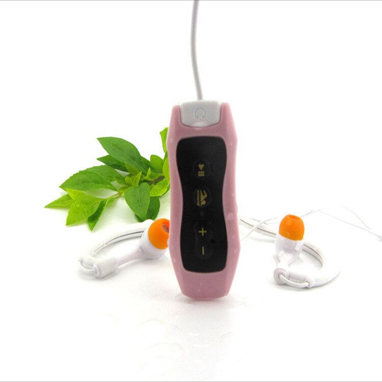 Waterproof ipx 8 clip  mp3 player fm radio stereo sound 8g swimming diving surfing cycling sports music player: Pink