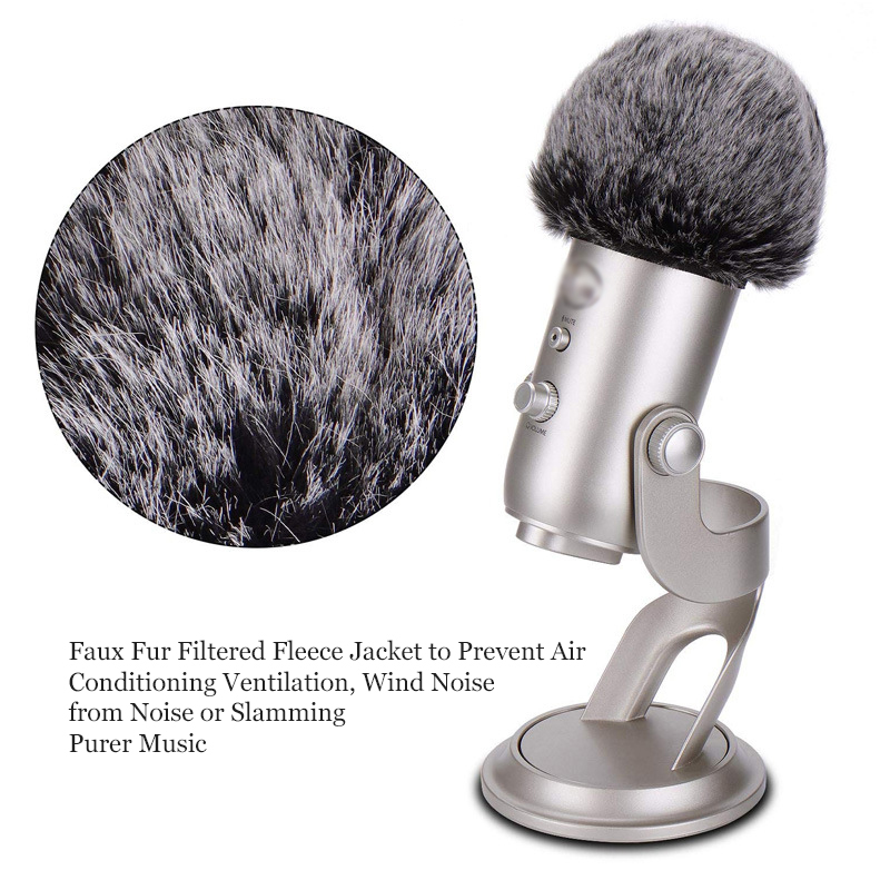 Microphone Cover Reduces Wind Noise for Blue yeti Pro Furry and comfortable mic cover case for public speaking singing interview
