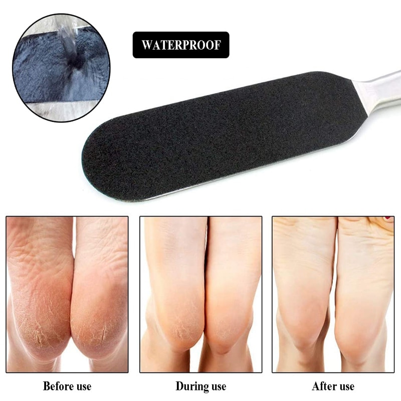 Stainless Steel Foot Rasp Scrubber With 10pcs Free Refill Grits Replacement Pads For Pedicure Foot Dead Skin Remover