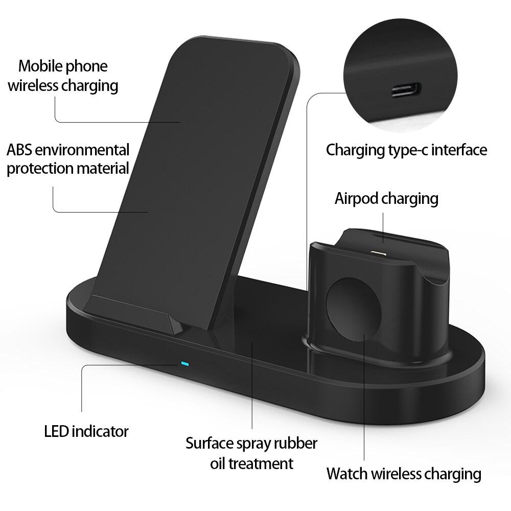 3 in 1 Wireless Charger Fast Charging For iPhone11 Pro XR XS Max 8 for Apple Watch 2 3 4 5 6For AirPods Pro 3 2 Wireless