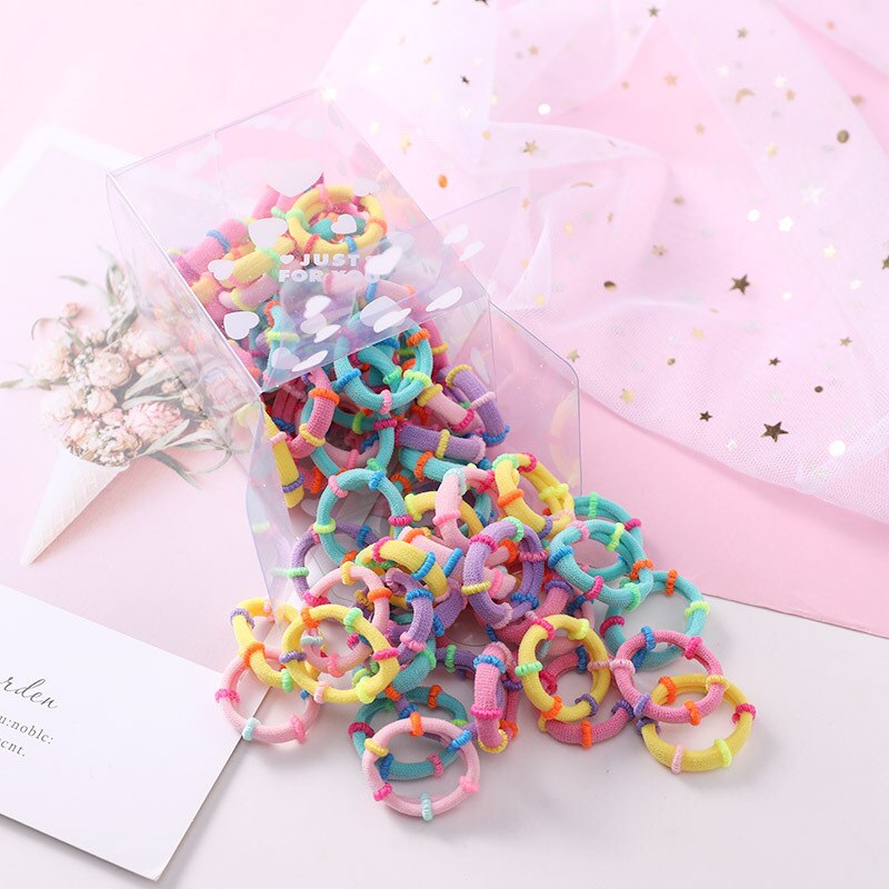 50 pçs/set bonito menina do bebê amor encaixotado dos desenhos animados não ferir o anel de cabelo cabeça corda do cabelo do bebê corda de borracha acessórios de cabelo: 0