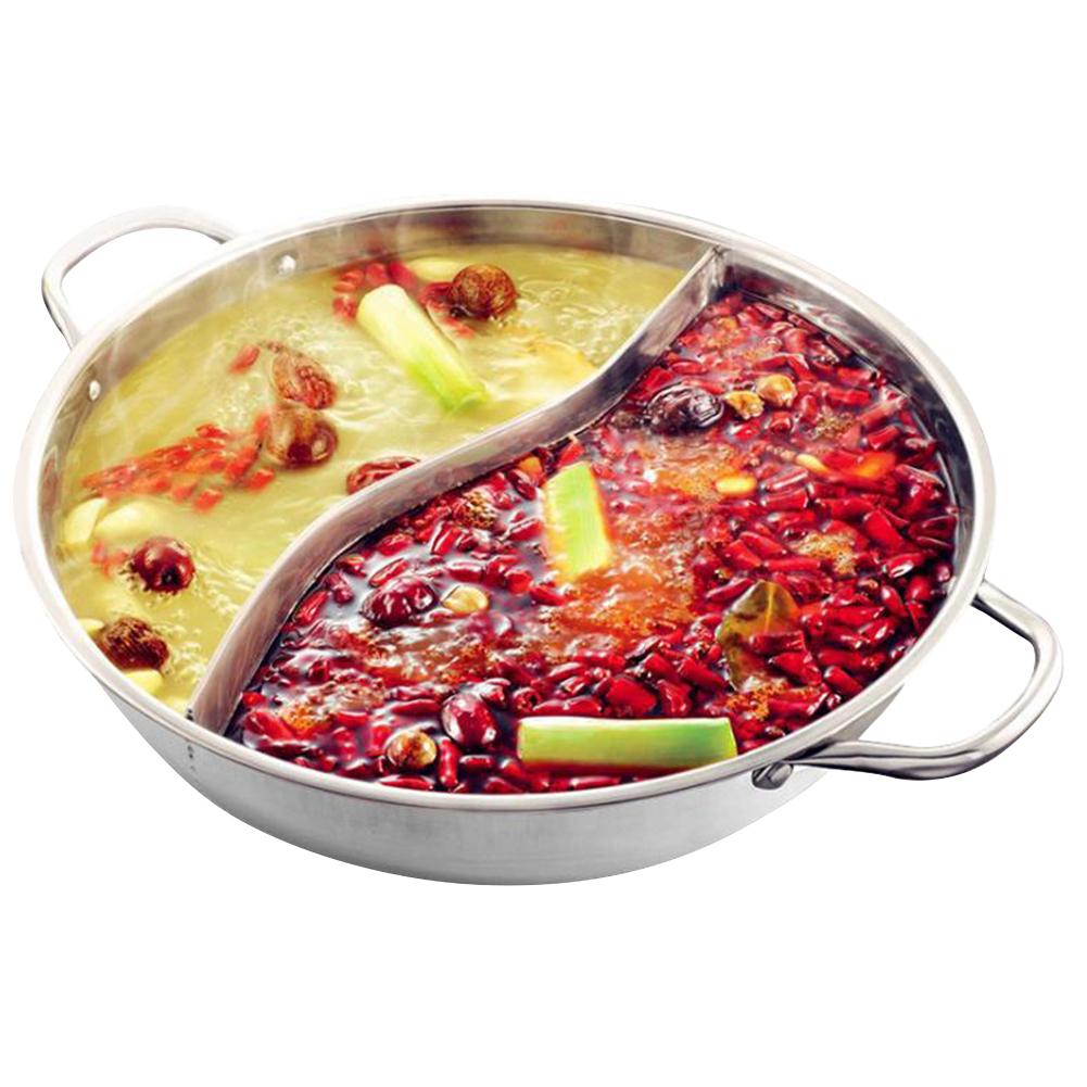 Keuken Rvs Pot 28Cm Single-Layer Thicken Koken Soeppan Dubbele Oor Mandarijn Fondue Binaural Kookgerei