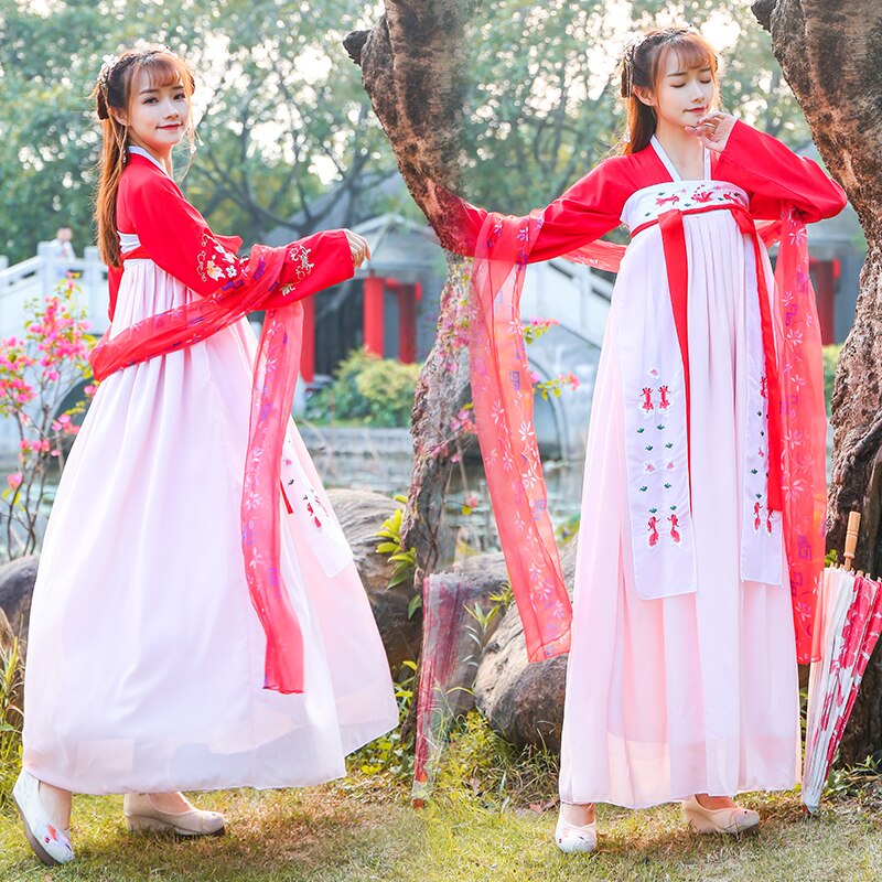 mujeres Hanfu traje chino tradicional antiguo traje señora Vintage Oriente Tang Dynesty Cosplay disfraz DWY1163