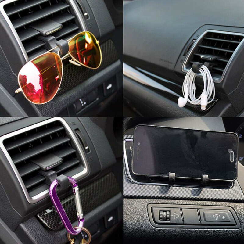 10 stk bil lufteventil holder ventil krokhenger mobiltelefon bilfeste øretelefonkabel oppruller briller oppbevaringsklips masker organisator