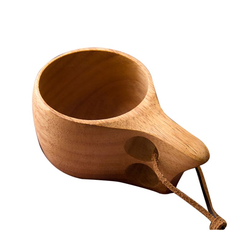 Träkopp te kaffe mugg bärbar utomhus naturlig trä dricksmjölk kopp med handtag heminredning drinkware kuksa kasa tekopp