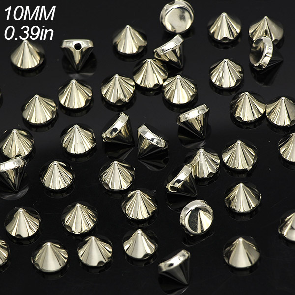 100Pcs Goud Zilver Zwart Cone Studs Plastic Klinknagel Voor Leer Craft Studs Voor Kleding Naaien Spikes Kledingstuk Punk Accessoires: 10mm Silver