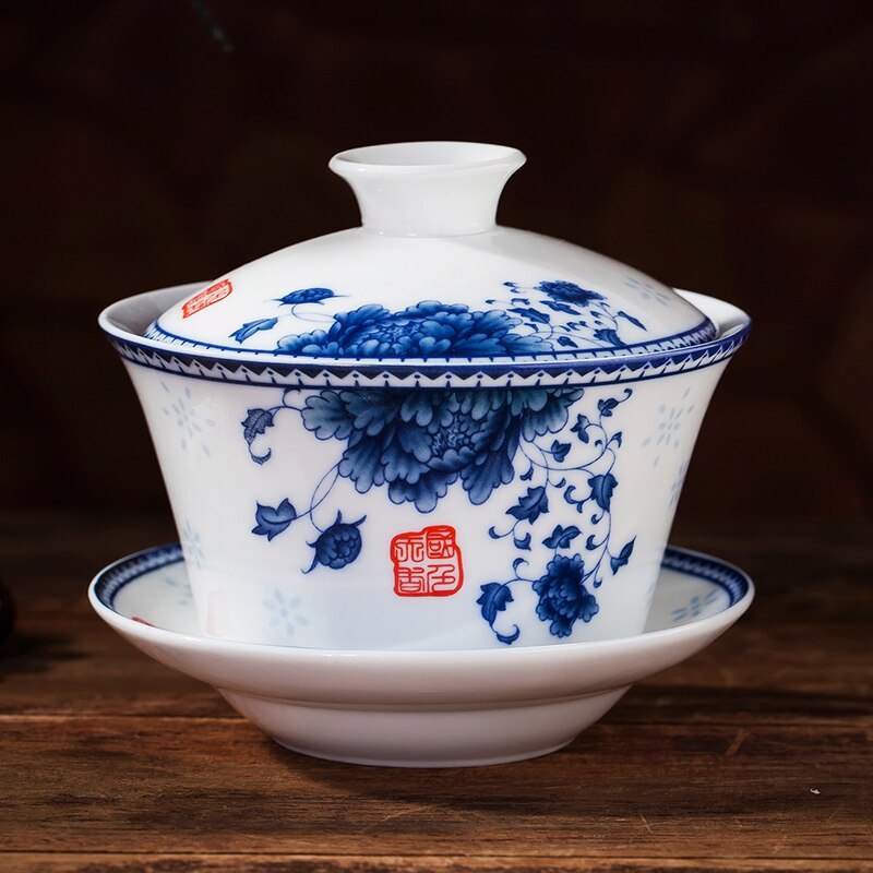 Jingdezhen Gaiwan Porzellan Keramik Tee Schüssel Untertasse Abdeckung einstellen 240ml Meister Pu'er Tasse Teegeschirr Getränk Tee Terrine Container: C Stil