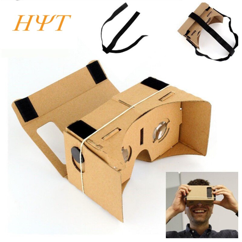 DIY Kartonnen Virtual Reality Bril VR Mobiele Telefoon 3D Bekijken Bril voor 5.0 "scherm Of Met Hoofd Mount Riem Riem