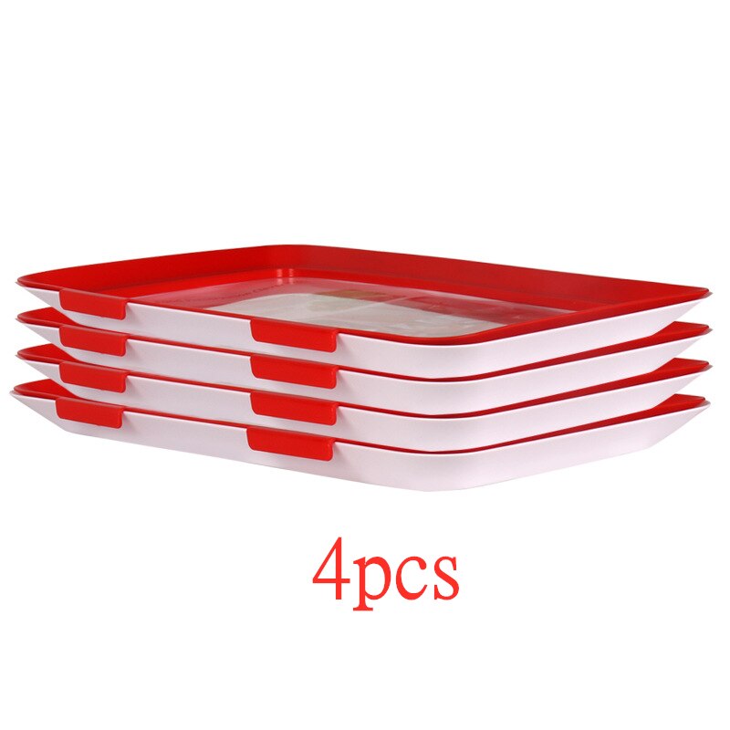 Bandejas de almacenamiento de alimentos apilables, bandeja elástica de conservación de alimentos, reutilizable, para mantener fresco el refrigerador, contenedor de almacenamiento de alimentos de cocina: 4pcs
