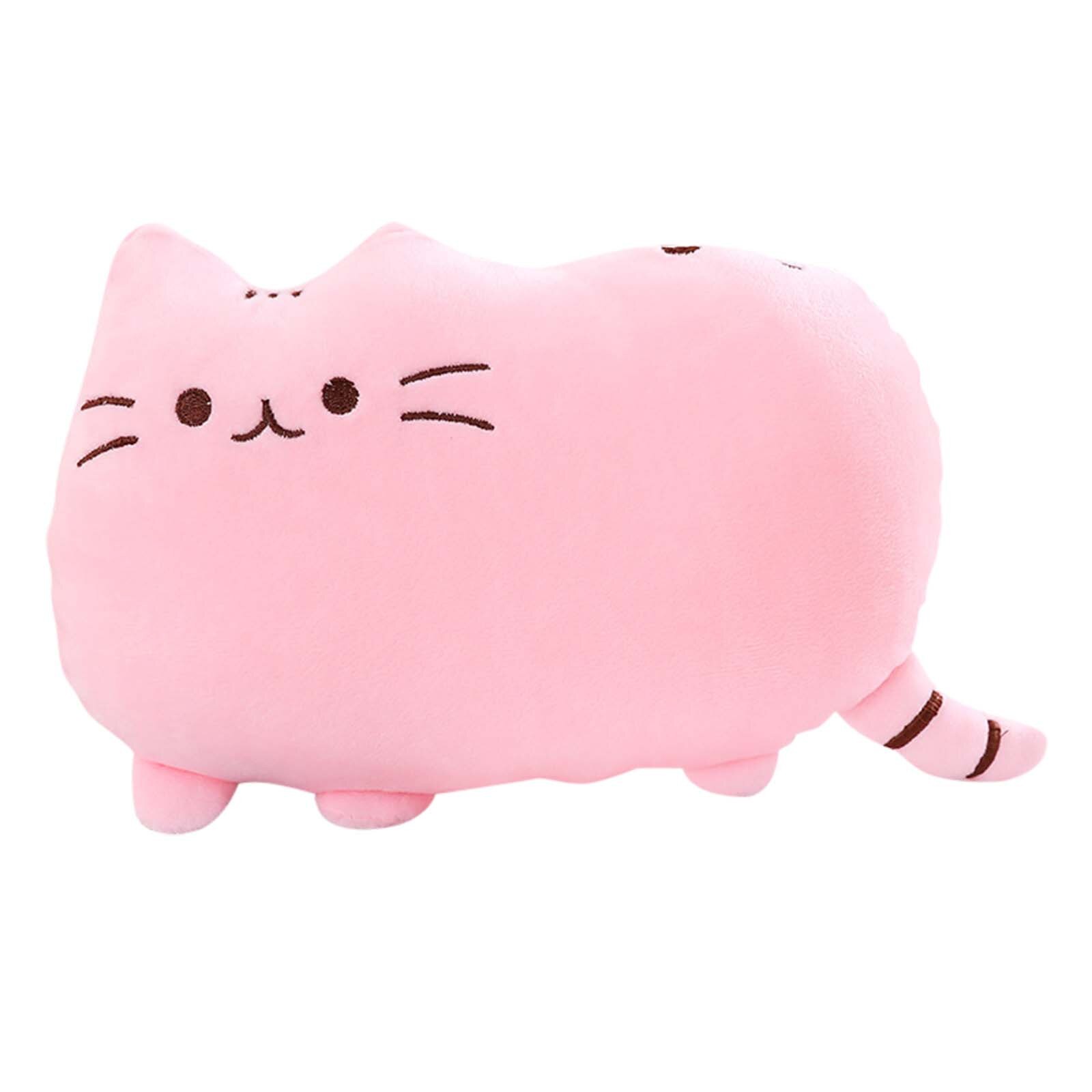 Doux en peluche mignon chat forme oreiller coussin traversin canapé jouet décor à la maison solide jouets de couleur pour enfants fille oreiller d'anniversaire: D