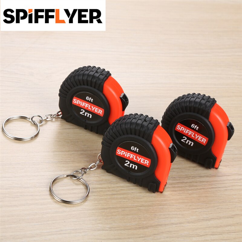 2m 6ft liten nyckelring måttband infällbar mini måttband nyckelring nyckelring ficka bärbar stål mått mätare
