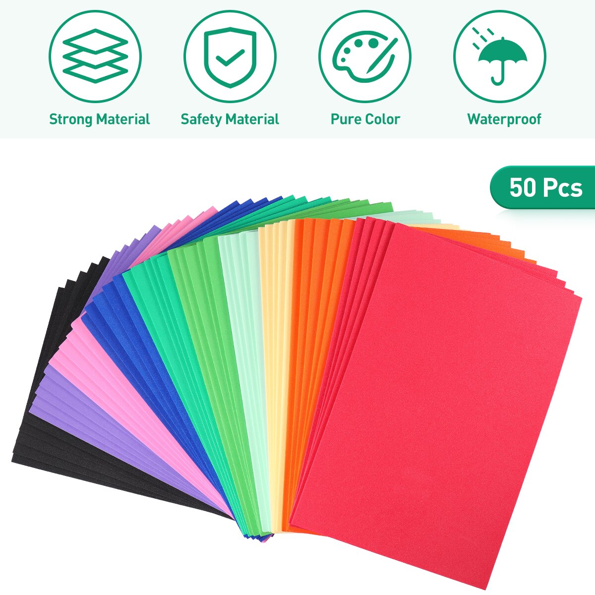 Papel de espuma de esponja EVA para manualidades, hojas de espuma artesanal para manualidades de niños, papel de espuma para manualidades, proyectos de bricolaje, libro de recortes, 50 Uds.