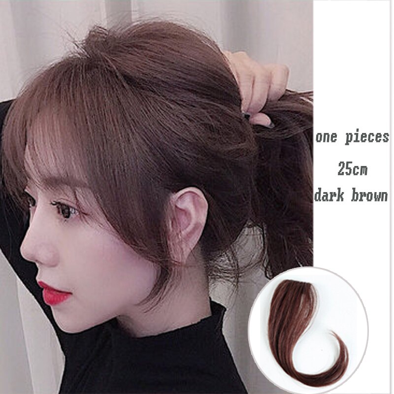 synthetic Bangs clip on Front Hair Side Fringe Hair Synthetic Hair Bangs Hairpiece Long Bangs Extensions for Women 25-35cm: 25-2-33-1
