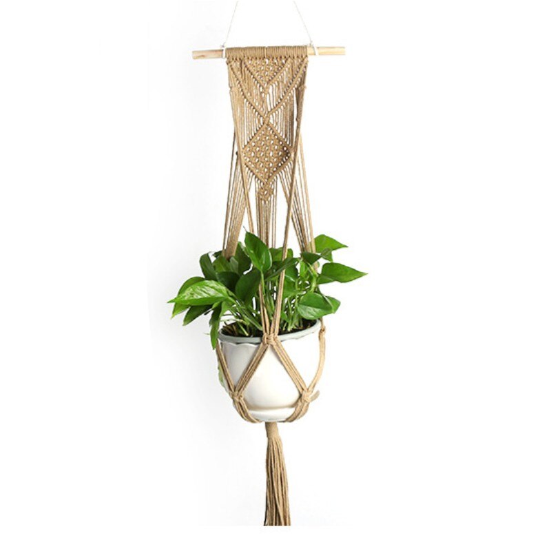 Macrame Plant Hangers Handgemaakte Indoor Outdoor Opknoping Planter Mand Katoenen Touw Muur Plant Houder Bloempot Huis Tuin Decor: khaki