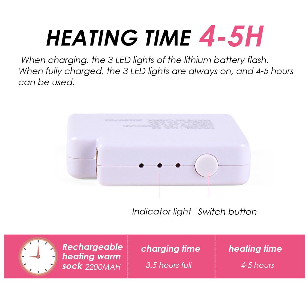 USB Rechargeable Heating Warm Socks 3-speed Adjustable Temperature 2200MAH Lithium Battery Infrared Heating For Male And Female