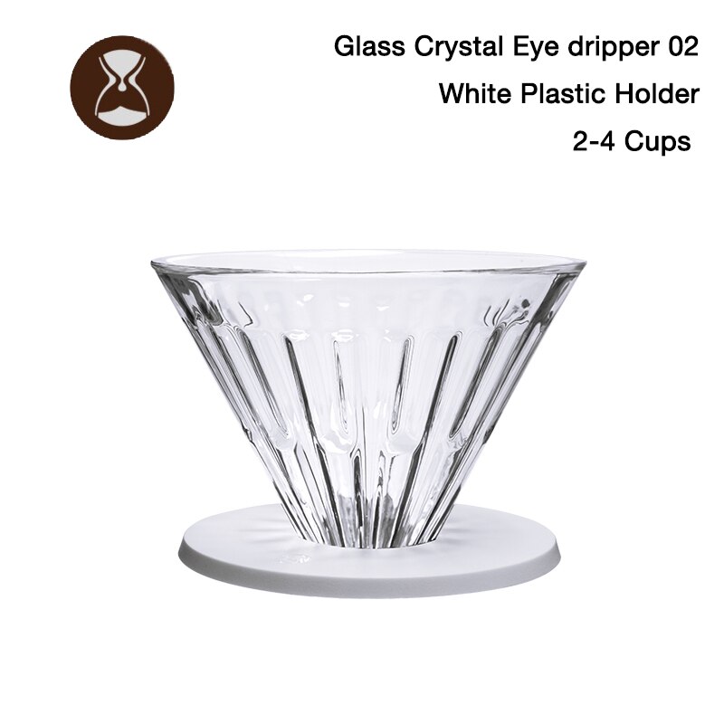 Timemore glas kristallöga kaffedroppare häll över kaffebryggare  v60 glas kaffefilter tvättbart kaffefilter plasthållare: 02 dropparvit