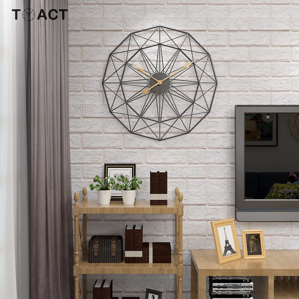 Nordic Metal Wall Clocks Retro Iron Round Large Living Room Clock Home Decoration Silent Quartz Wall Watch Modern