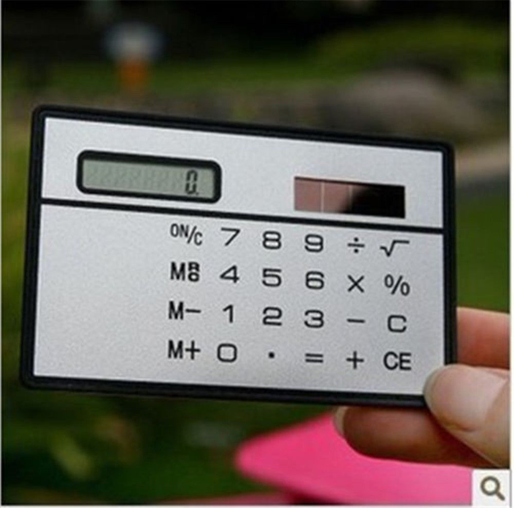 1 stk mini tynd kreditkort solenergi lomme grundlæggende 8- cifret regnemaskine enhed matematik undervisning studerende papirvarer