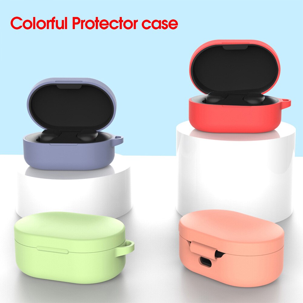 3 IN-1 Case Protection Cover Redmi AirDots Mi Air dots Silicone Case Carabiner Wireless Bluetooth Case for Xiaomi Redmi AirDots