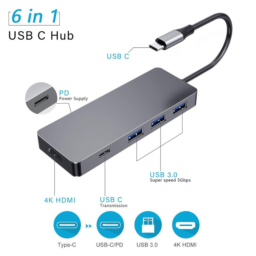 Irealthink USB3.1 Type C Usb C Hub Hdmi Adapter Pro Dock Splitter Usb Hub Usb C Pd Opladen Voor Iphone 11 Pro/11 Pro Max