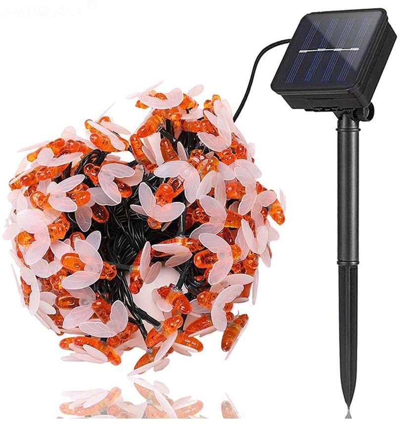 Guirnalda de luces LED en forma de abeja, guirnaldas navideñas alimentadas por energía Solar, para decoración de jardín y , 20LED/30LED/50LED: Cool White / 10M 50 LEDs