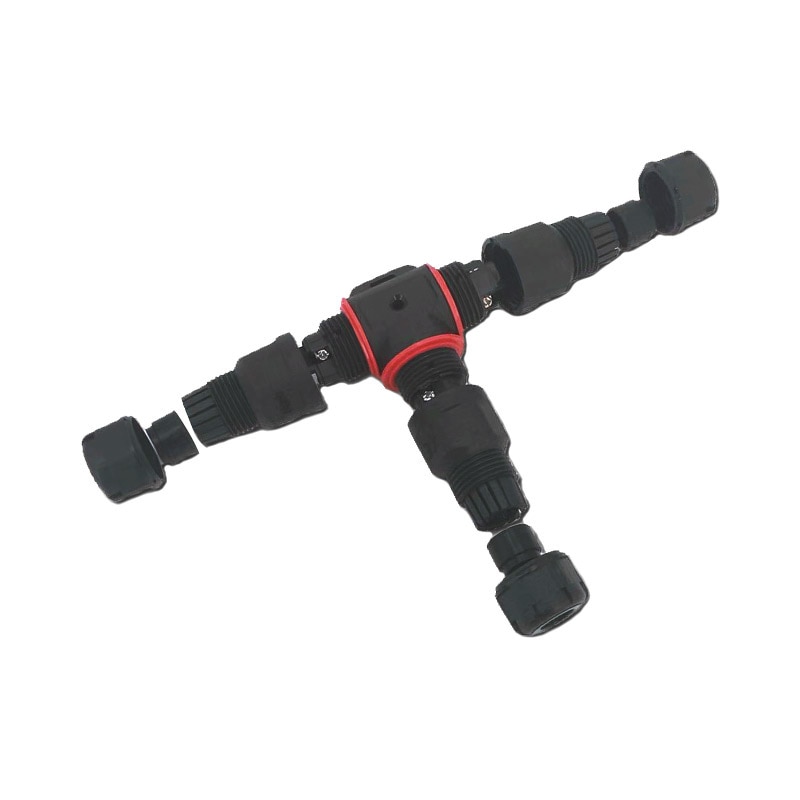 T shape waterproof connector IP68 3 pins 250V 24A Cable Wire Gland Sleeve connector quick connect waterproof connector