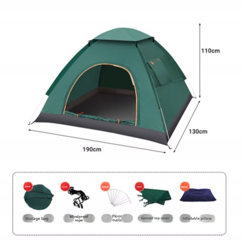 Tienda de campaña para 2-3 personas, tiendas automáticas para acampar, tienda de campaña familiar impermeable, tienda de campaña fácil de configurar, cúpula portátil a prueba de viento