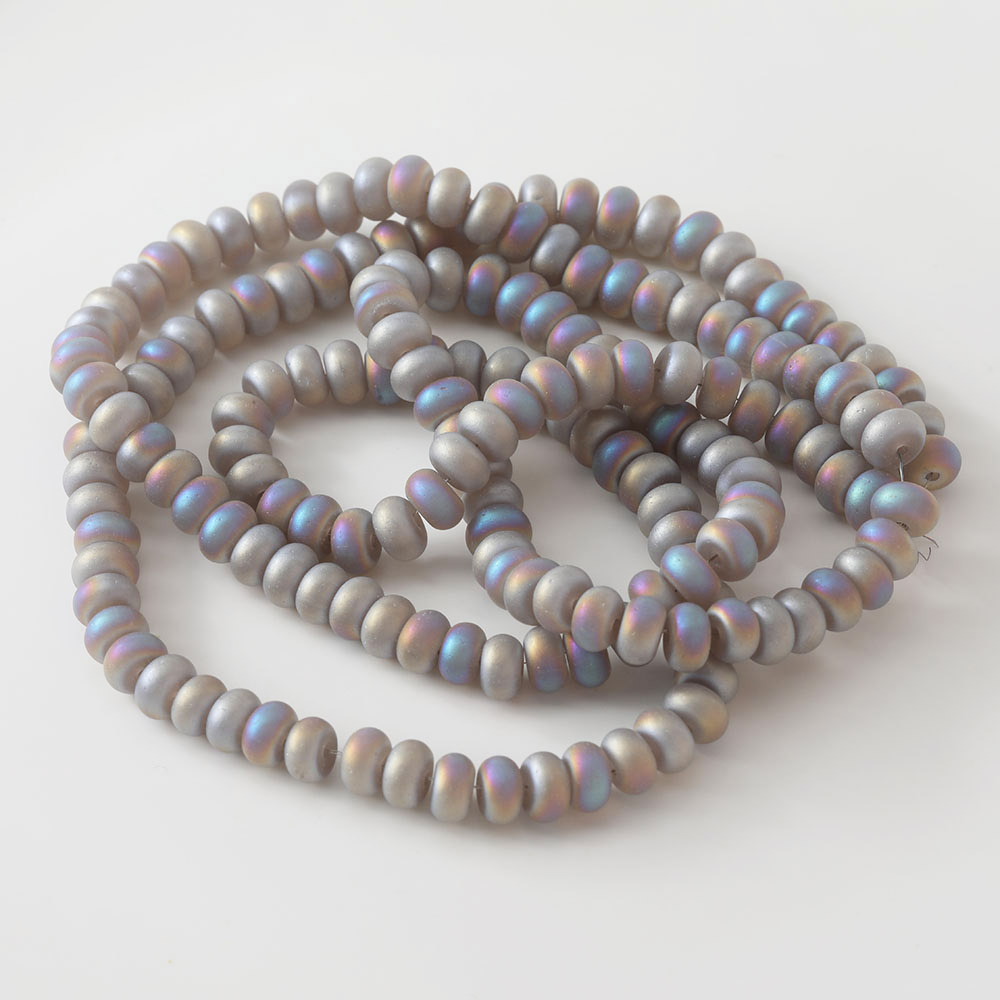 82 stk matterede flade perler skinnende glasperler til smykkefremstilling armbånd DIY perle halskæde 8mm: Grå