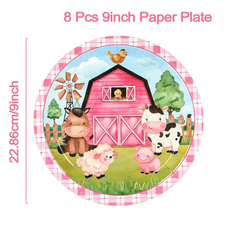 Roze Boerderijdieren Wegwerp Servies Boerderij Thema Verjaardagsfeestje Decor Kinderen 1e Verjaardag Meisje Feestartikelen Baby Shower: Fluorescentie Geel