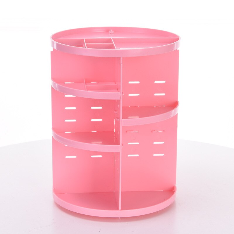 Multi Layer Makeup Storage Rack 360 Degree Rotating Cosmetic Organizer Desktop Makeup Display Stand Storage Box: pink