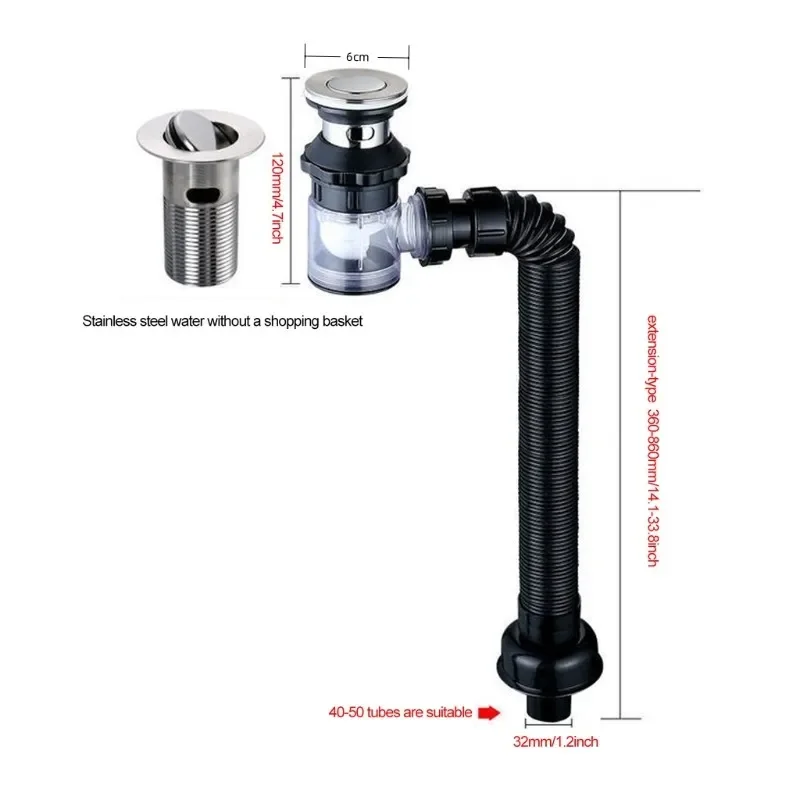 Gootsteen Downpipe Wastafel Cross Drain Downpipe Intrekbare Deodorizering Zeef Badkamer Wastafels Anti Verstopping Keuken Accessoires