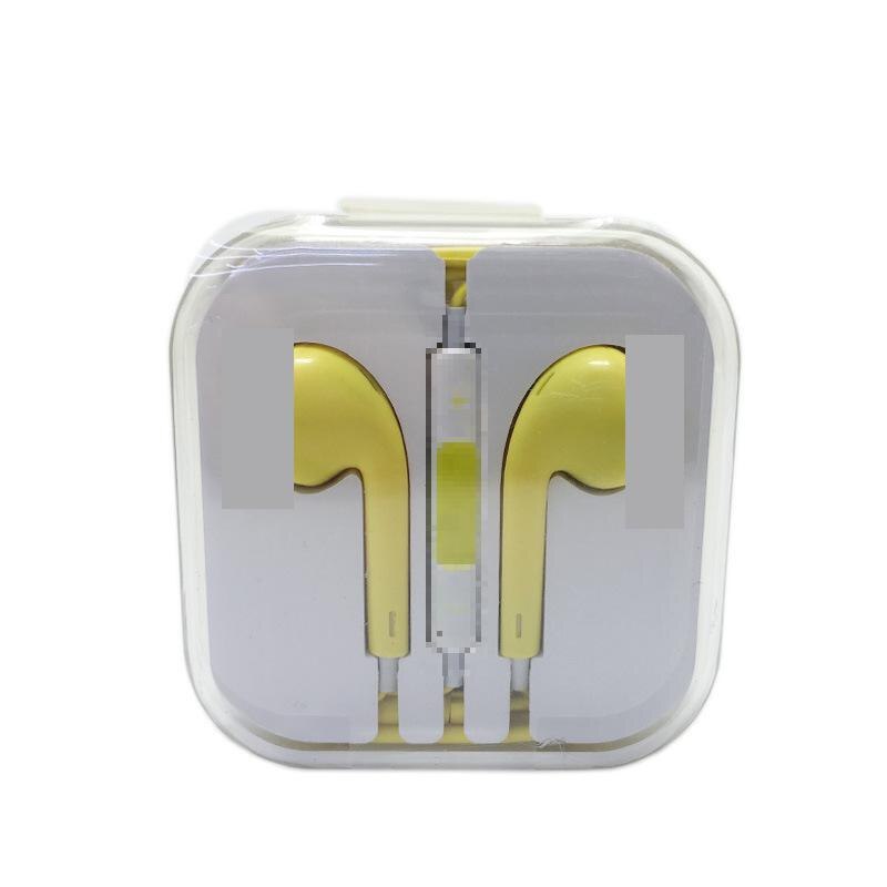 Auriculares estéreo de graves para teléfono móvil, auriculares coloridos de 3,5mm con micrófono, auriculares para juegos por cable para iphone 6 6S Plus 5S 5 SE: YELLOW