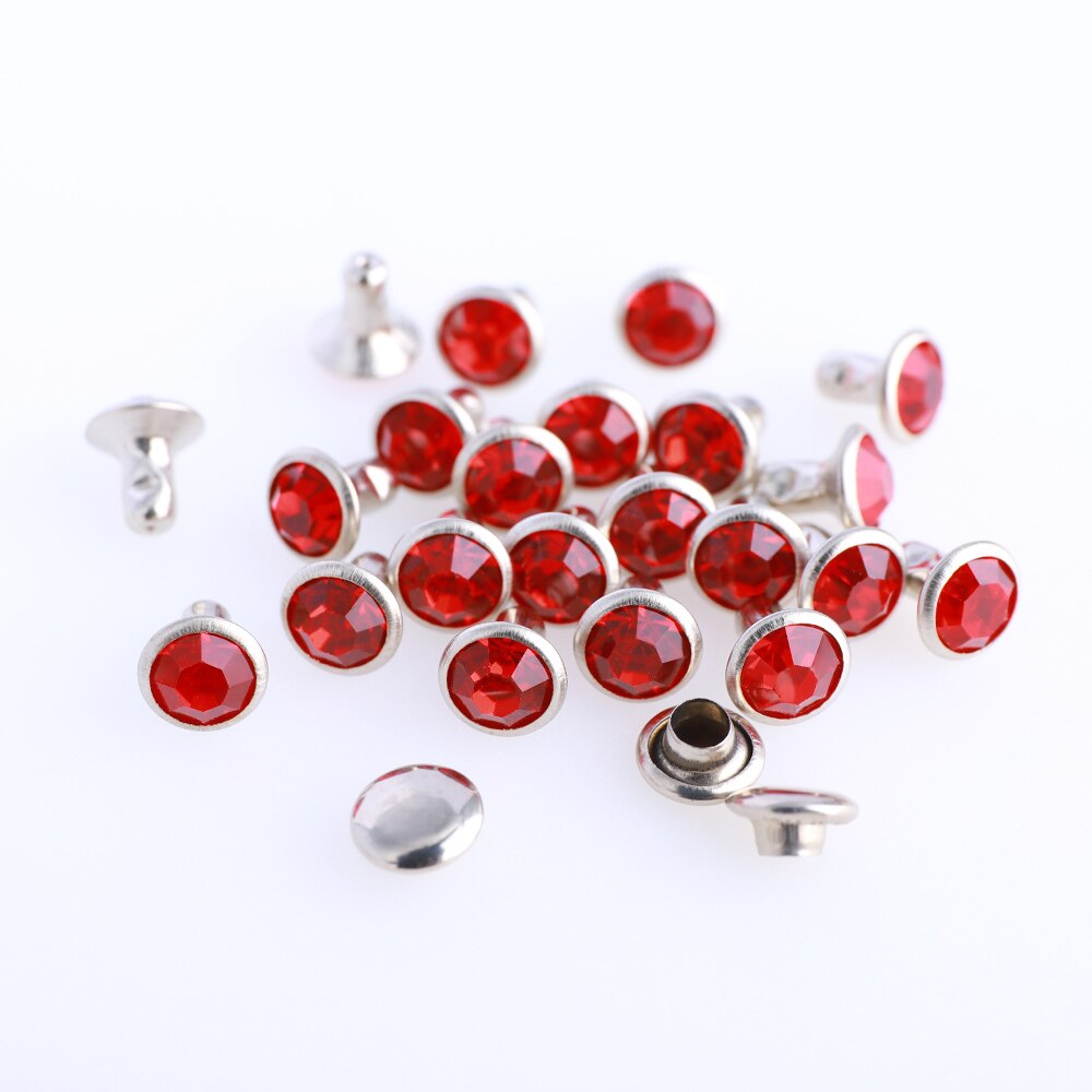 Juego de tachuelas de diamantes de imitación para manualidades, juego de tachuelas de Cristal AB de 6/8mm para manualidades, bolsa de ropa, broca de cuero, 100