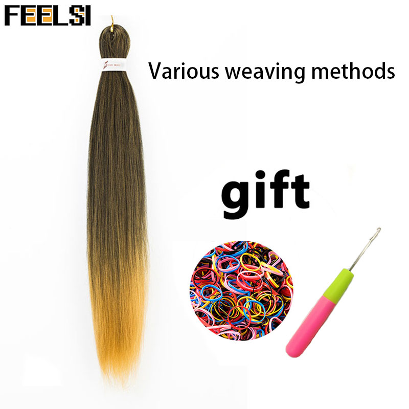 Synthetic hair Braids Ombre Braiding Hair Extension Box Braids Hair Pink Purple Yellow Golden Colors Crochet braids Kanekalon