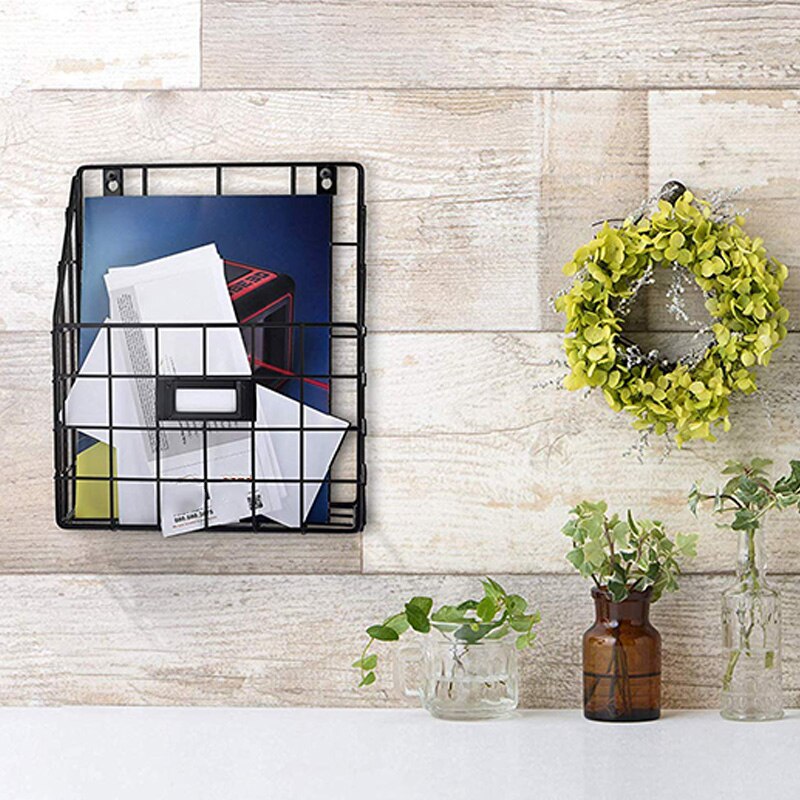 Wire Mail Basket - Wall Mounted Hanging Folder/Document Organizer - Economic &amp; Easy to Install Tray for Home Office &amp; More (1 Sl