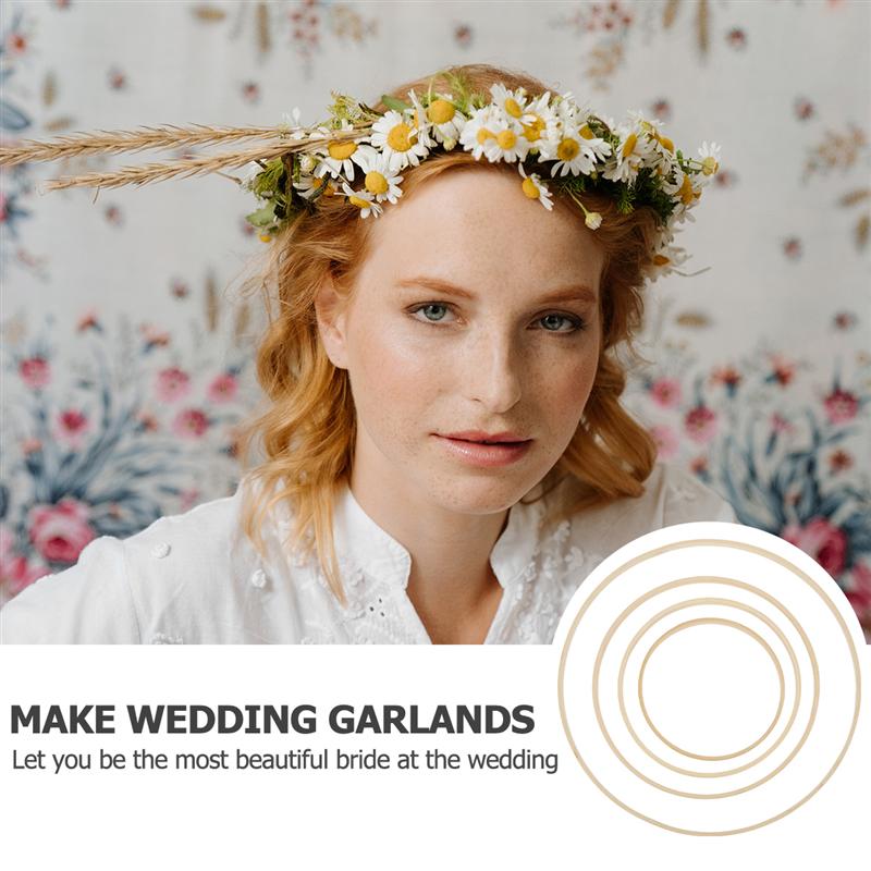 8 PCS/Set Durable Practical Craft Hoop Ring Wooden Bamboo Hoop Embroidery Hoop For Garland DIY Wedding Wreath Dreamcatcher