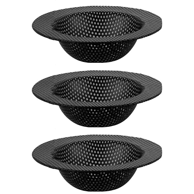 3 Stck rostfrei Stahl Waschbecken Sieb fein Gittergewebe Küche Waschbecken Sieb passt die meisten Küche Waschbecken Bad Badewanne Dusche Abfluss Q81C: Schwarz / L