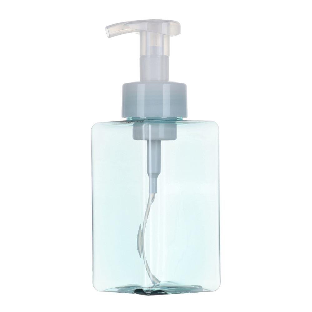 Plastic Liquid Soap Dispensers Square Clear Foaming Bottle Liquid Soap Mousse Points Bottling Shampoo Foam Pump Bottles: 450ml	blue