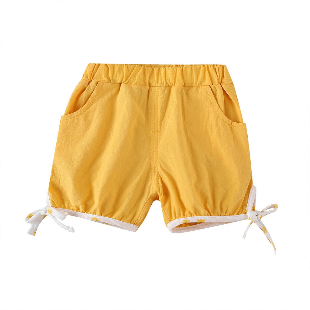 Aankomst Snoep Kleur Baby Meisjes Shorts Zomer Kinderen Kids Meisjes Pure Kleuren Casual Shorts Elastische Taille Bandage Broek # p30: Geel / 4T