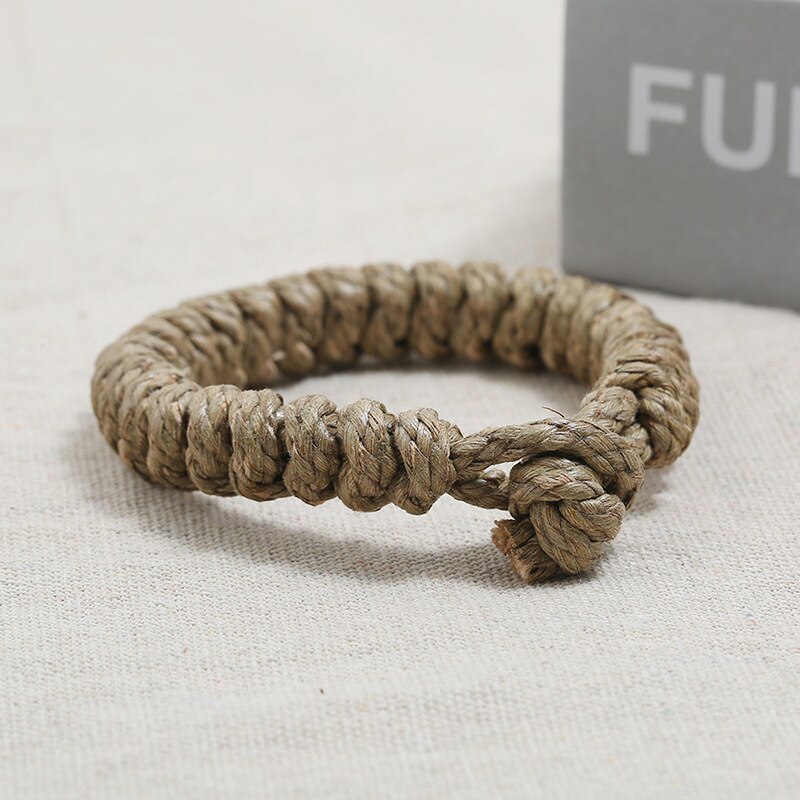 Punk Cotton Rope Braided Bracelet for Men Jewelry Vintage Wrap Wristband Women's Bracelets Hand Strap