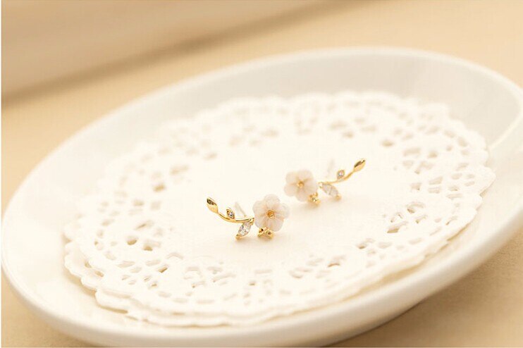 Novedad, gran , de flor de perla a la , aretes de Plata de Ley 925 para mujer, de Navidad antialérgicos